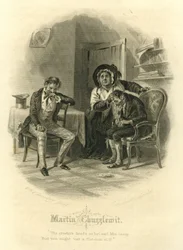 Martin Chuzzlewit: Mrs. Gamp, graviert von C.H. Smith, 1866